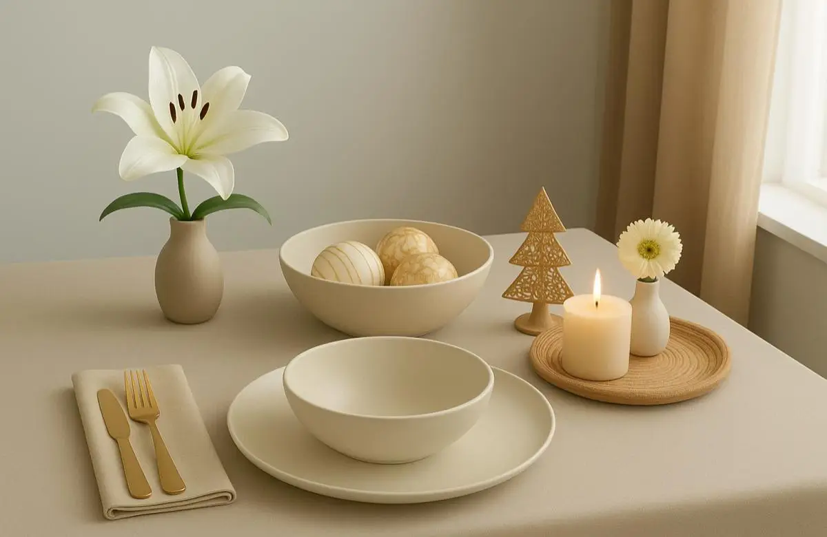 Indian artisanal decor with festive lights and handcrafted accents.