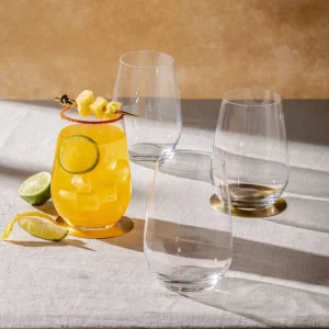 Set of Elora glasses styled on dining table