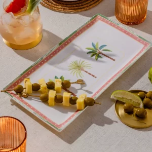 Eterna rectangle platter styled on table