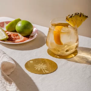 Masion Lustré Wolf coasters styled on table