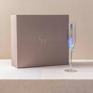 Opalescent champagne flutes in gift box
