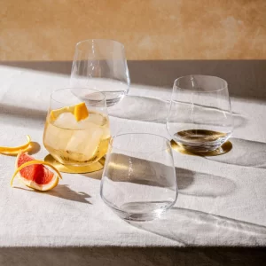 Set of Regent whiskey glasses styled for bar setting