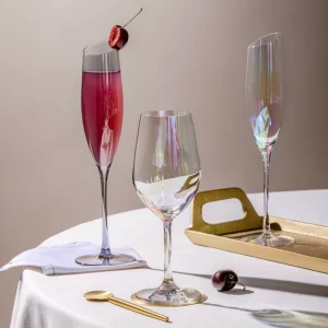 Slate champagne flutes styled together