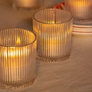 Sunset tea light holders styled as a pair