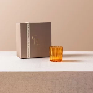 Warm Amber tea light holder in gift box